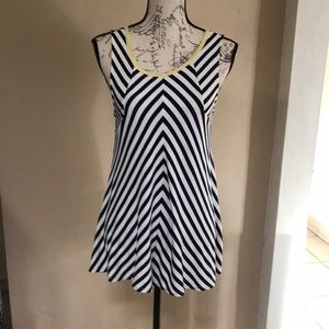 0+0 Ladies Black & White Striped Sleeveless Top. Size M